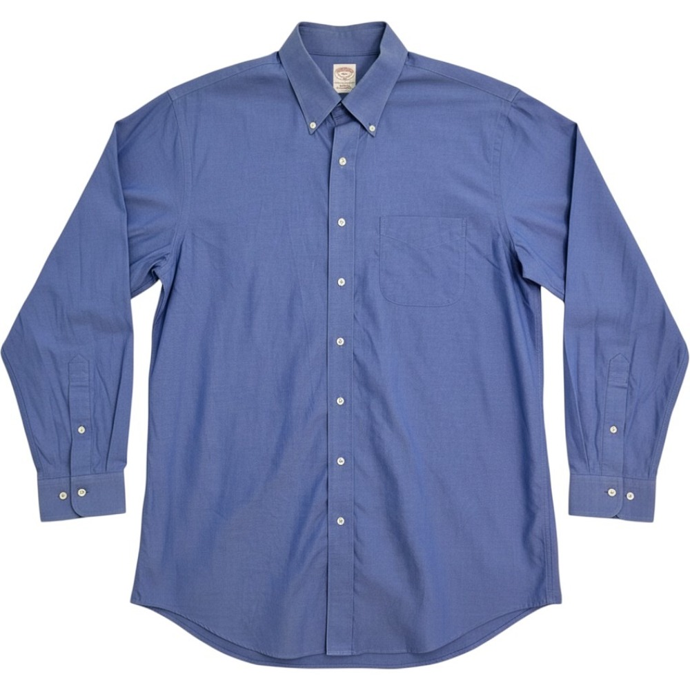Brooks Brothers 346 Mens 18 6/7 Blue Non-Iron Cotton Button Down Dress Shirt